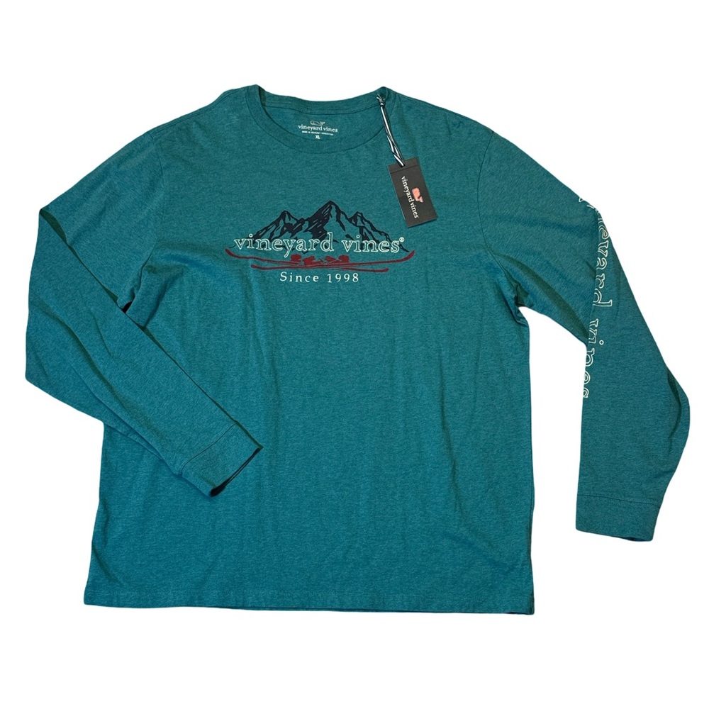 NEW Vineyard Vines mens XL blue ski mountain long sleeve crewneck t-shirt NWT